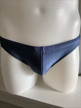 Men's Navy Swim Briefs - Classic Low-Rise Swim Trunks